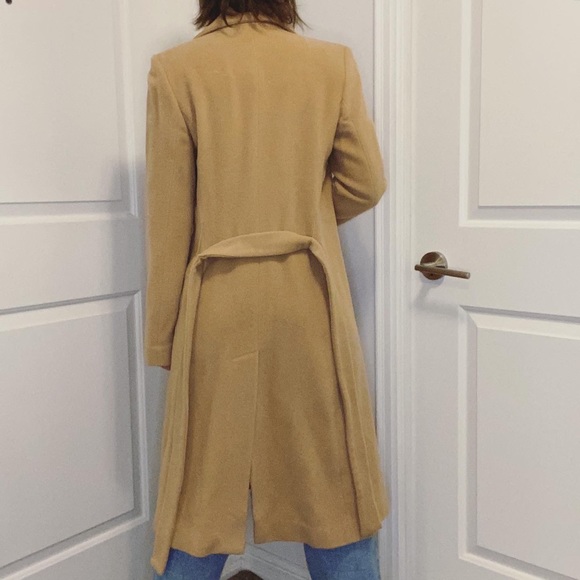 Atos Lombardini Double Breasted Tie Waist Wool Blend Tan Coat Size XS - Picture 5 of 15